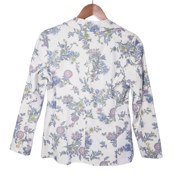 Loft Petites Sz 4P Floral Print Jacket Cotton Blend One Button Collared Workwear - Picture 2 of 12